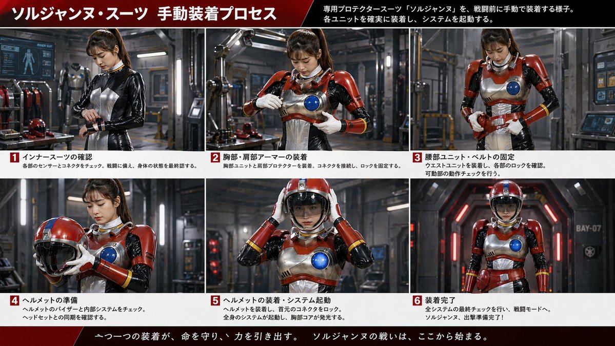 产品视觉 GPT Image 2 提示词：Japanese Sci-Fi Suit-Up Process Board
