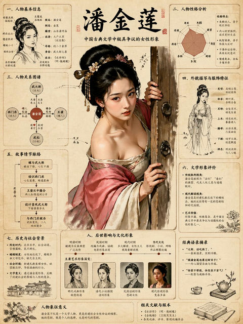 产品视觉 GPT Image 2 提示词：绘制金瓶梅知识图谱