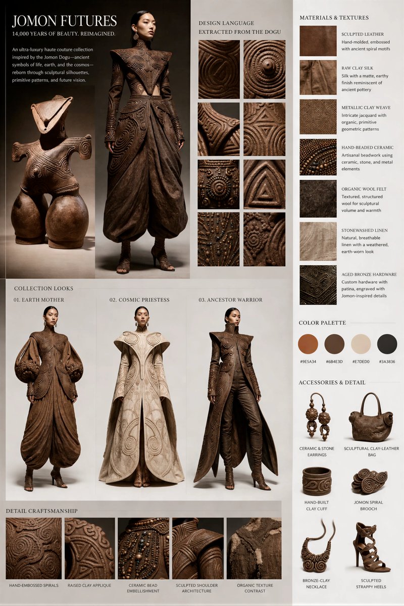产品视觉 GPT Image 2 提示词：Jomon Dogu Couture Moodboard