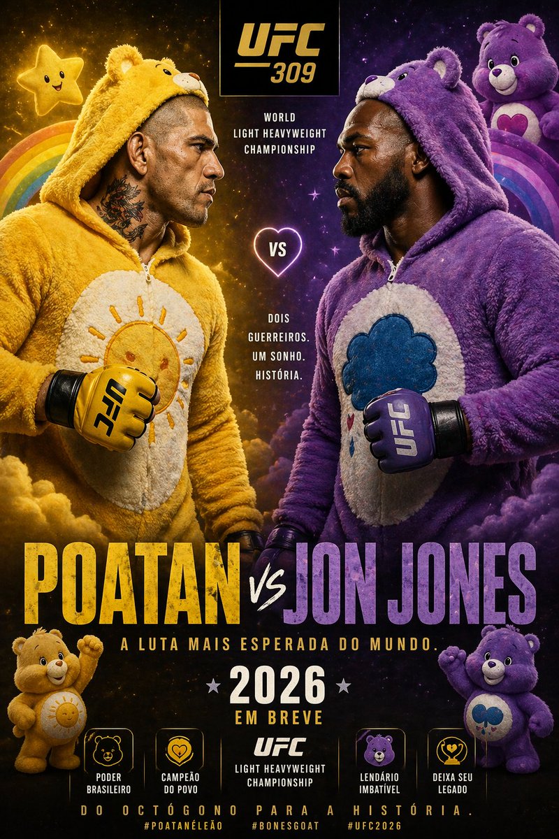 故事绘本 GPT Image 2 提示词：Jon Jones vs Poatan Care Bears Style