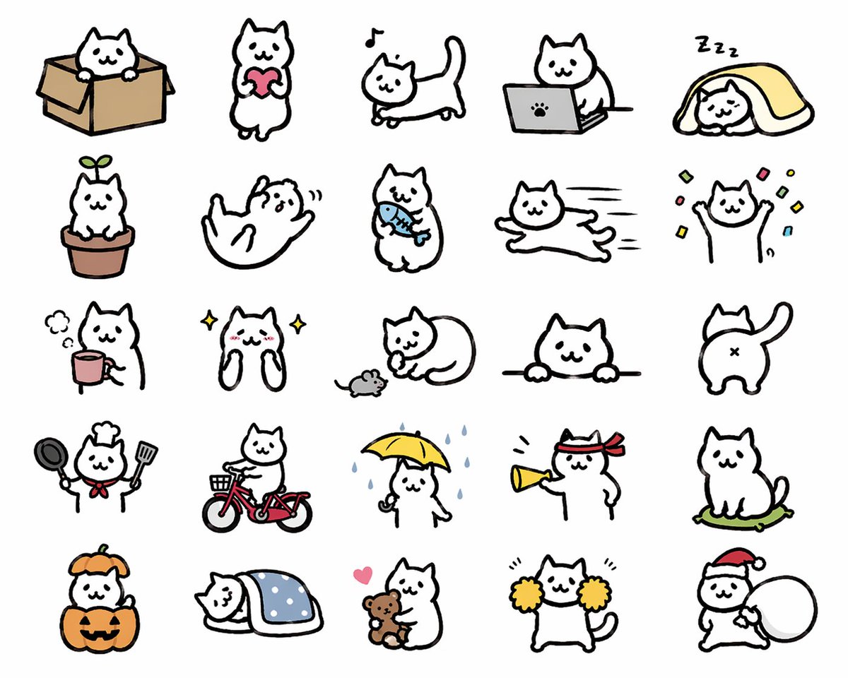 界面稿 GPT Image 2 提示词：Kawaii Cat Sticker Sheet