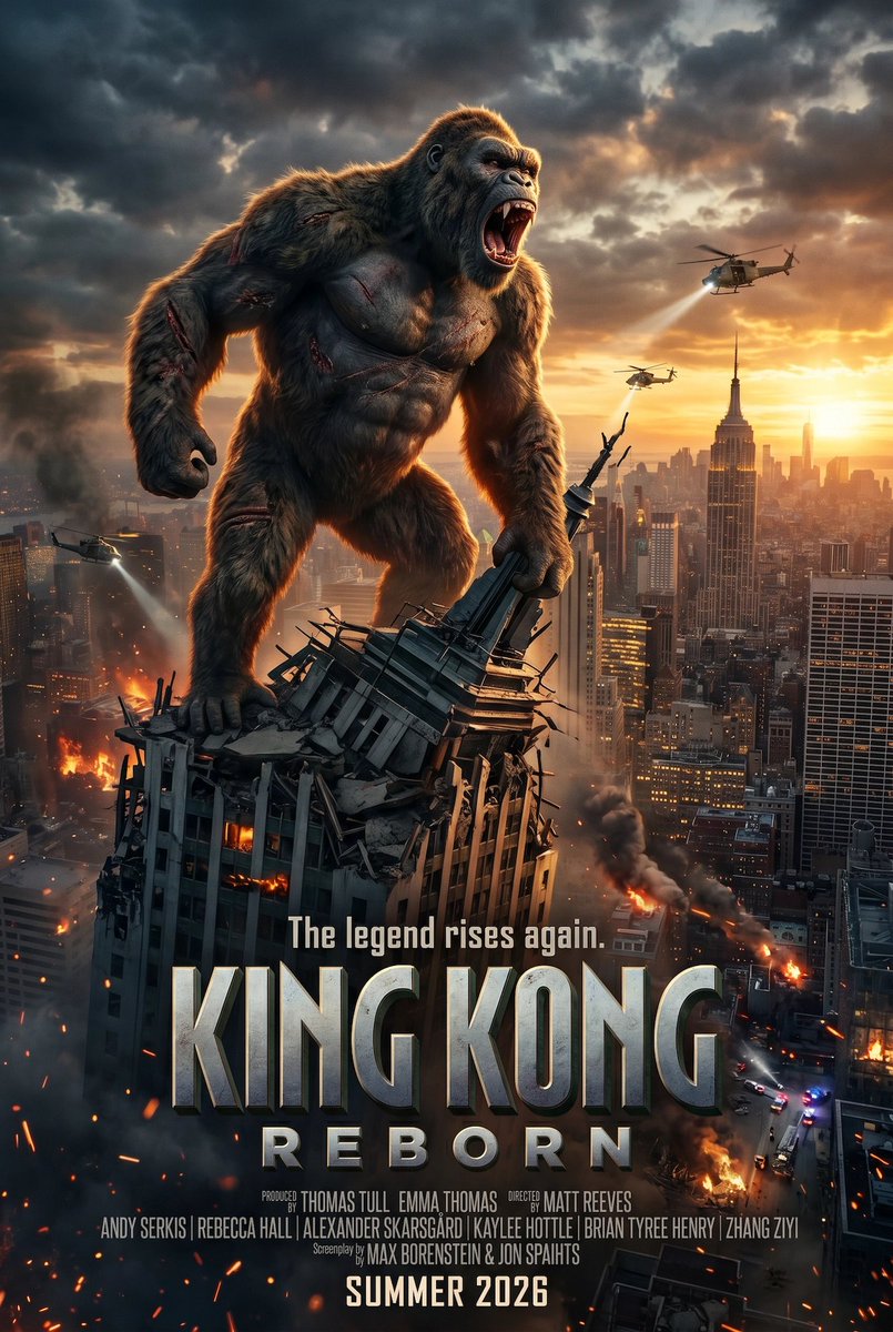 产品视觉 GPT Image 2 提示词：King Kong Reborn Movie Poster