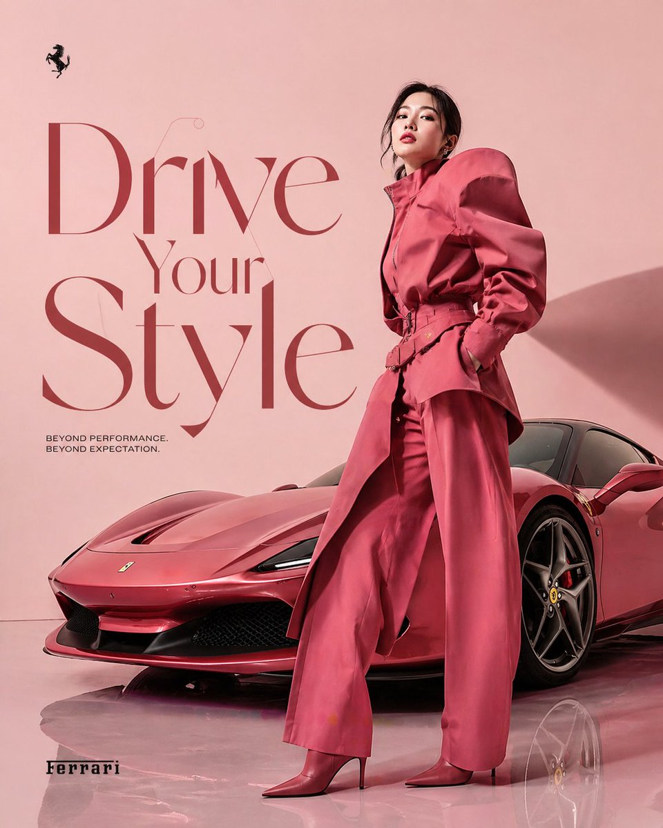 界面稿 GPT Image 2 提示词：Korean Model and Luxury Car Advertisement