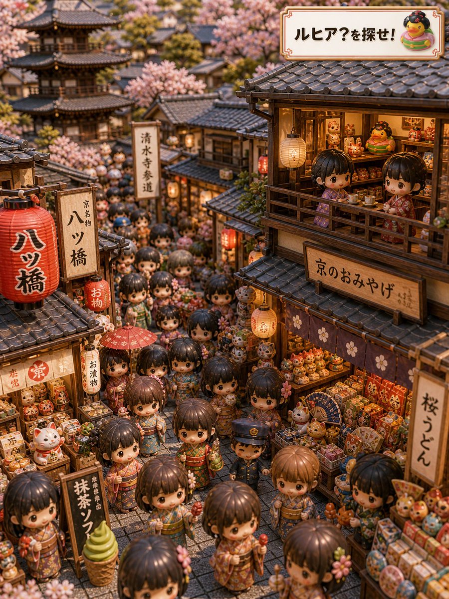 产品视觉 GPT Image 2 提示词：Kyoto Hidden Mascot Diorama