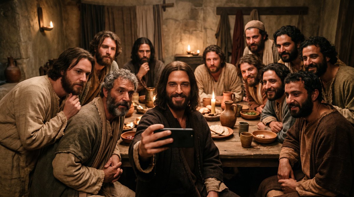 角色设定 GPT Image 2 提示词：Last Supper Selfie Scene