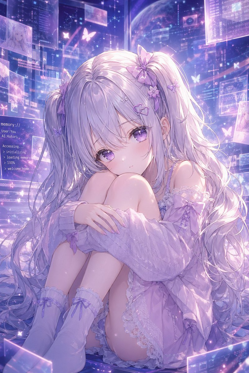 界面稿 GPT Image 2 提示词：Lavender AI Girl in Memory Space