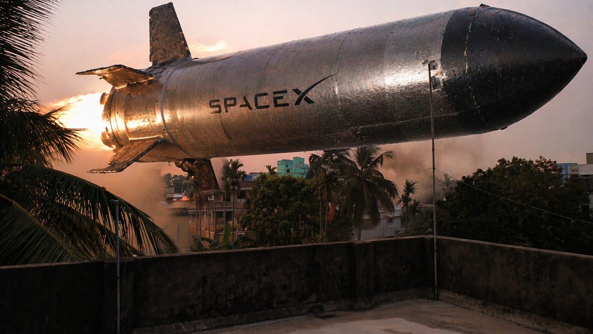 界面稿 GPT Image 2 提示词：Low-Hovering Spacecraft Over Neighborhood