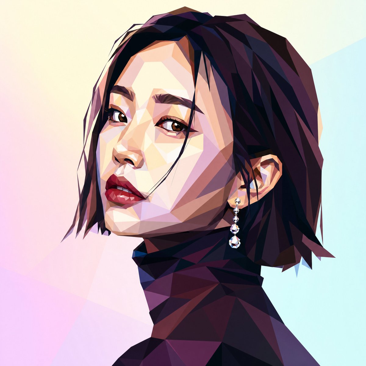 角色设定 GPT Image 2 提示词：Low-Poly Profile Portrait With Face Block