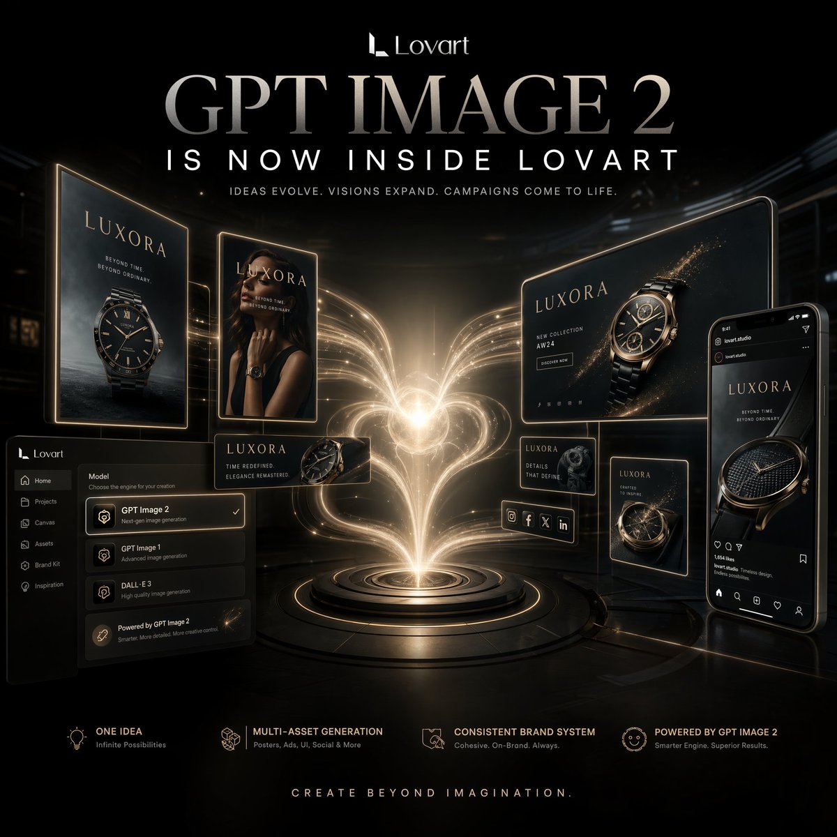 产品视觉 GPT Image 2 提示词：Luxury AI Campaign Launch Poster