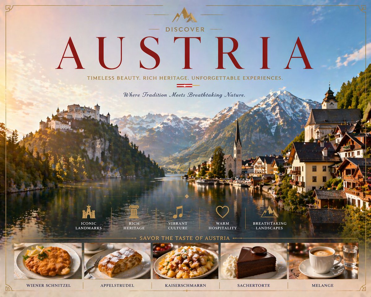 产品视觉 GPT Image 2 提示词：Luxury Austria Travel Poster
