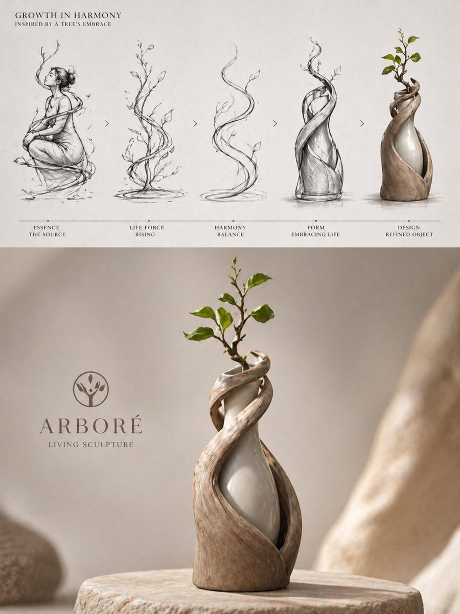 产品视觉 GPT Image 2 提示词：Luxury Biophilic Vase Concept Poster
