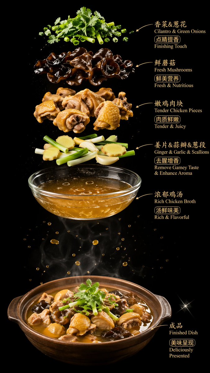 产品视觉 GPT Image 2 提示词：Luxury Chicken Soup Ingredient Poster
