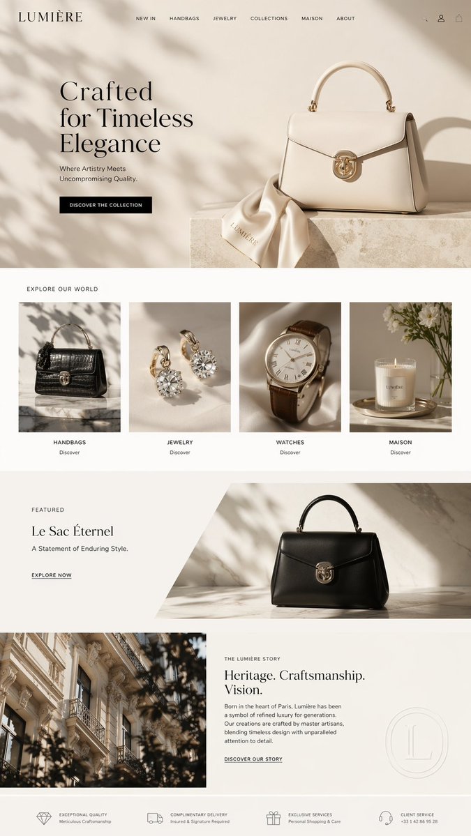 产品视觉 GPT Image 2 提示词：Luxury E-Commerce Landing Page Mockup