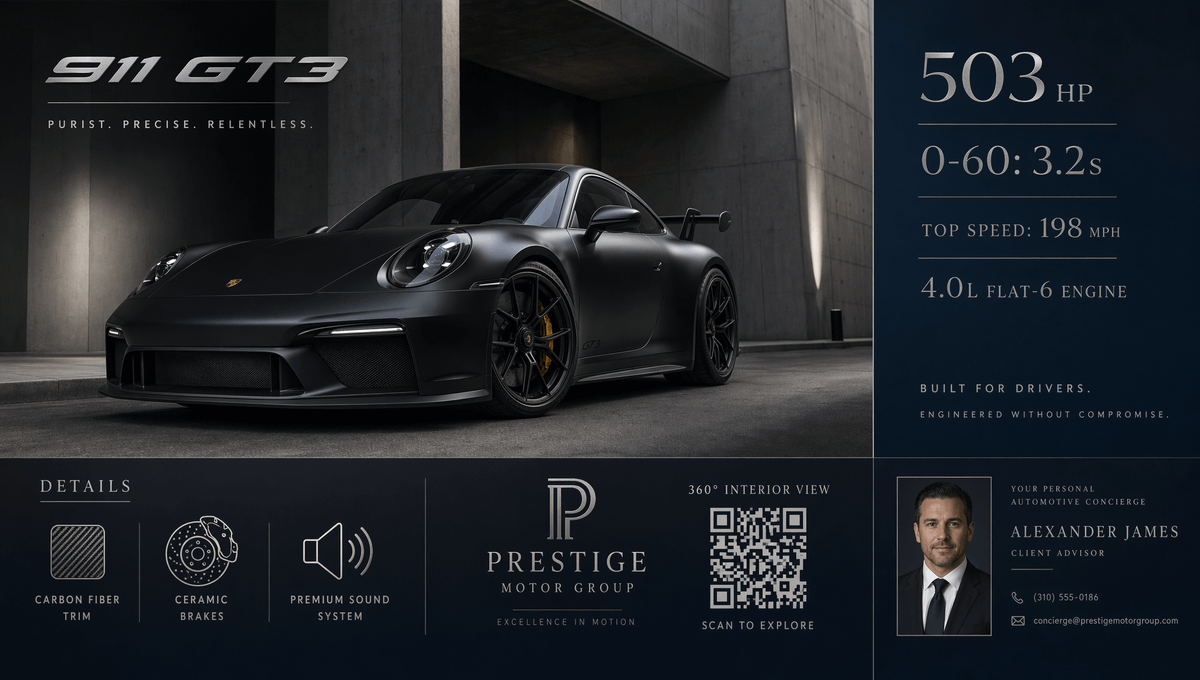 产品视觉 GPT Image 2 提示词：Luxury GT3 Dealership Poster