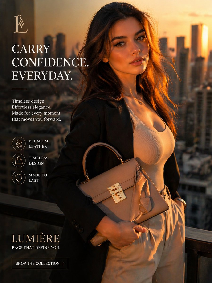 产品视觉 GPT Image 2 提示词：Luxury Handbag Sunset Ad