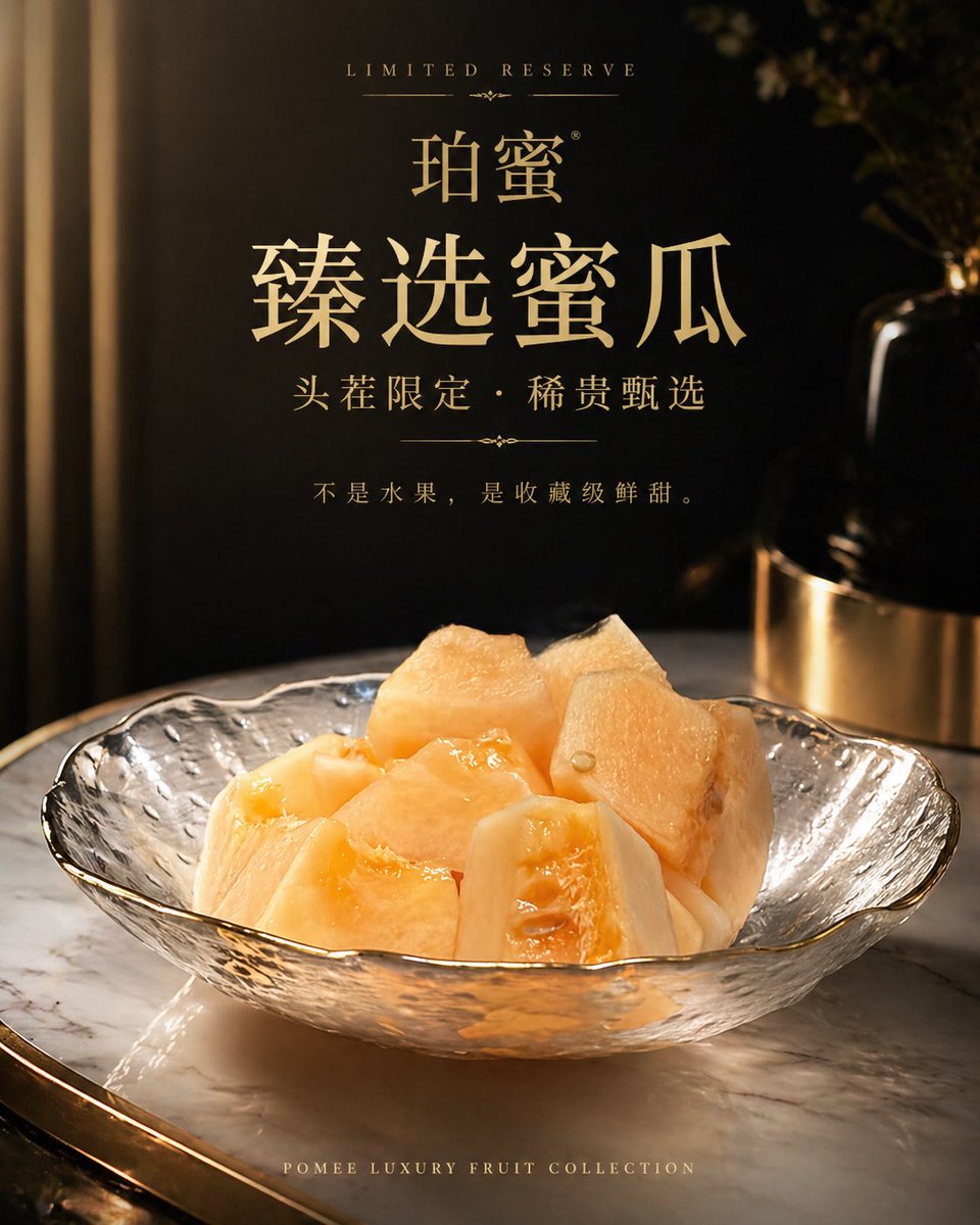 产品视觉 GPT Image 2 提示词：Luxury Melon Poster from Food Reference