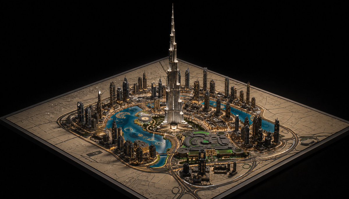 信息图 GPT Image 2 提示词：Luxury Miniature Dubai City Model
