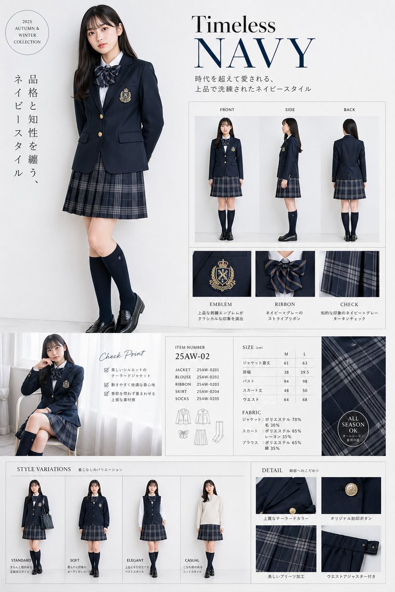 产品视觉 GPT Image 2 提示词：Luxury Navy School Uniform Catalog