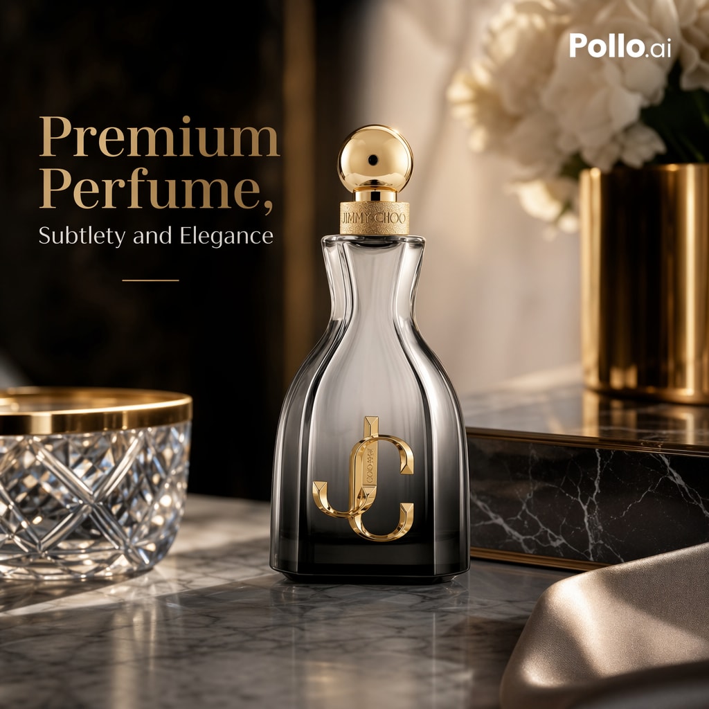 产品视觉 GPT Image 2 提示词：Luxury Perfume Ad on Marble Vanity