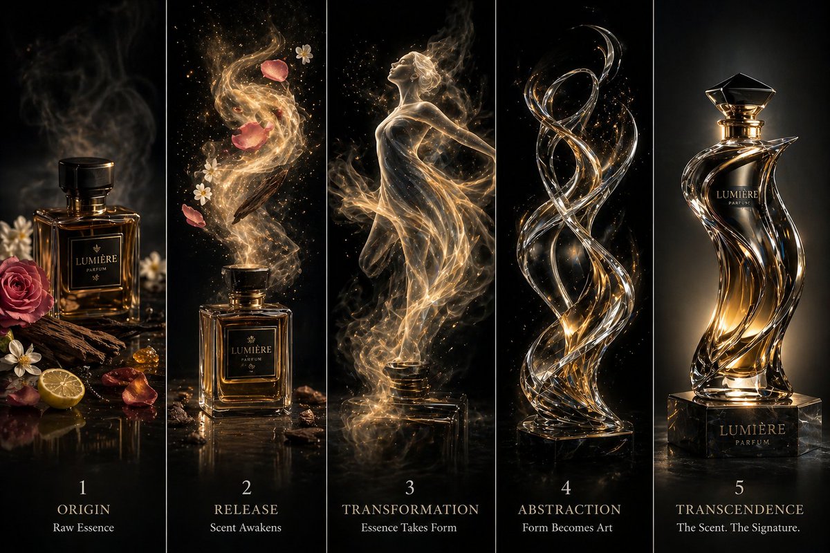产品视觉 GPT Image 2 提示词：Luxury Perfume Transformation Art