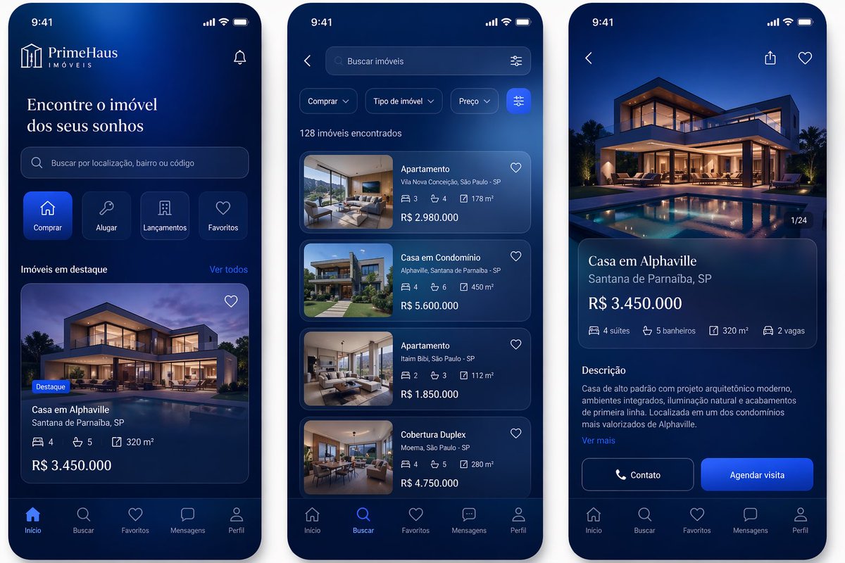 产品视觉 GPT Image 2 提示词：Luxury Real Estate App UI Mockup