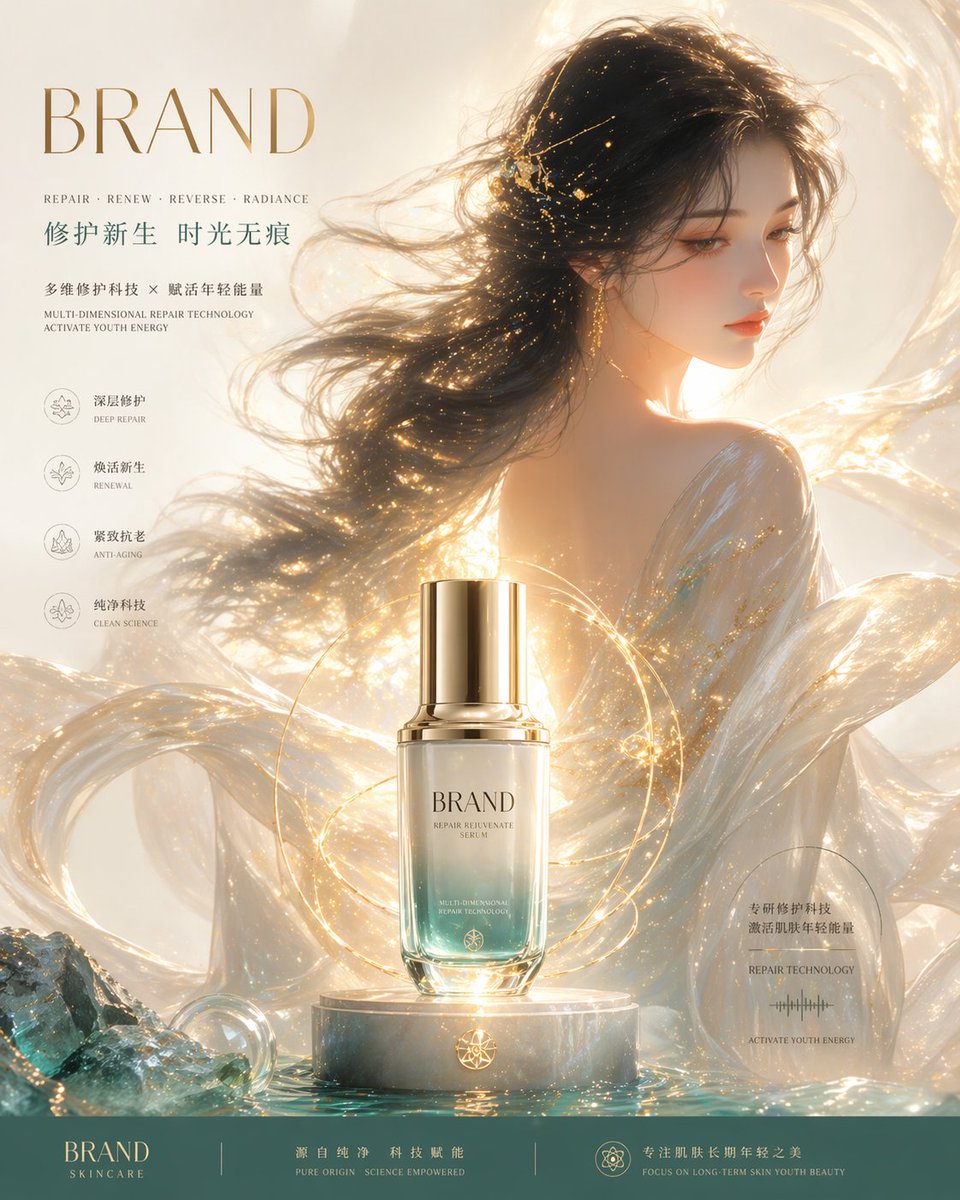 产品视觉 GPT Image 2 提示词：Luxury Skincare Brand Key Visual (KV)