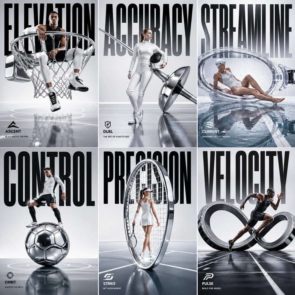 产品视觉 GPT Image 2 提示词：Luxury Sportswear 2x3 Campaign Grid