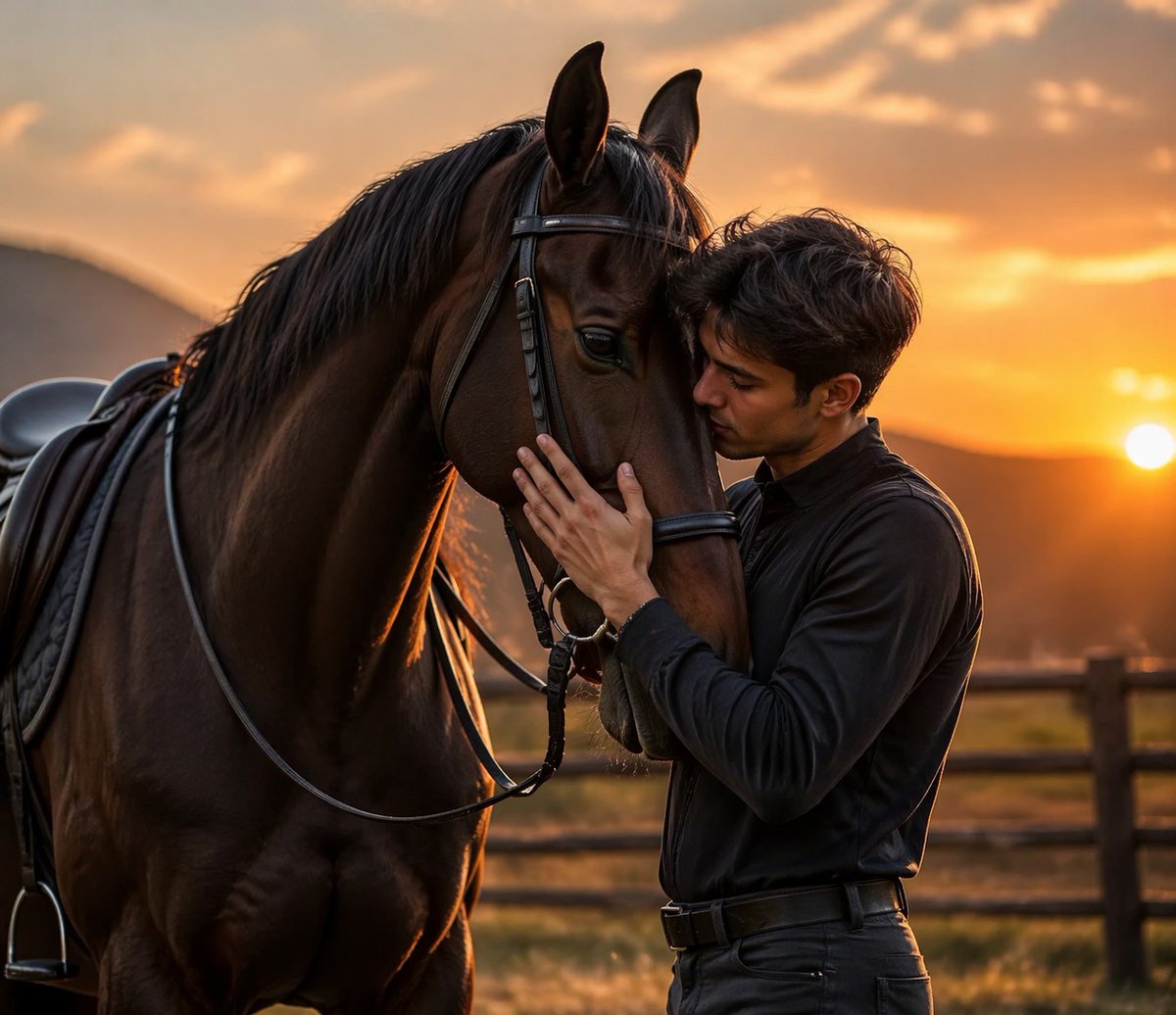 产品视觉 GPT Image 2 提示词：Luxury Sunset Equestrian Portrait