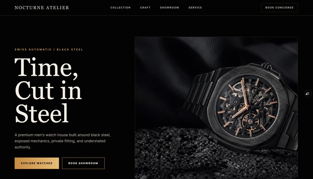 产品视觉 GPT Image 2 提示词：Luxury Watch Hero Web Design