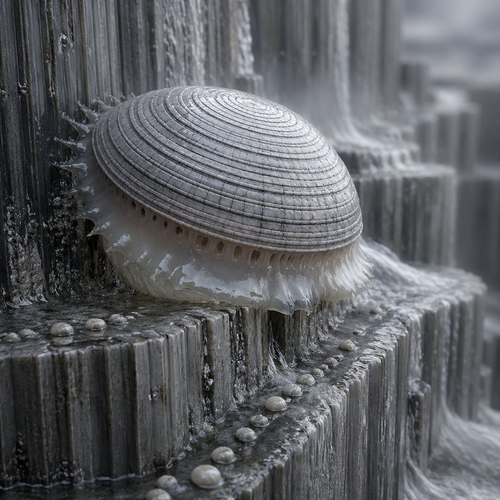 故事绘本 GPT Image 2 提示词：Macro Shell Jelly on Wet Basalt