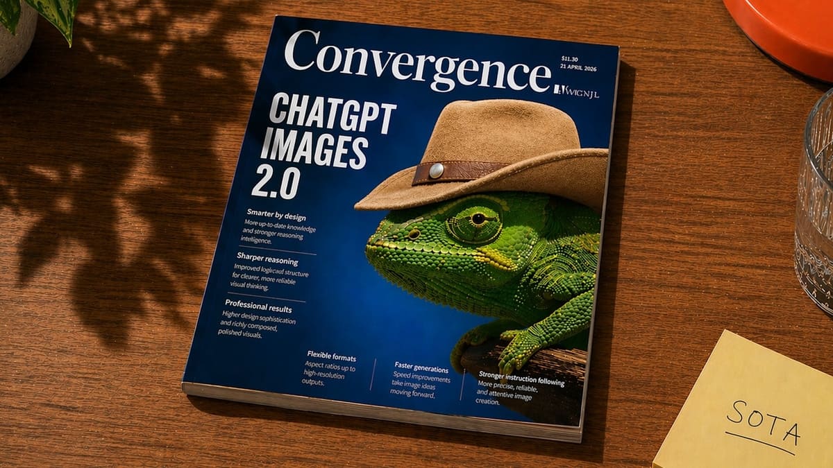 产品视觉 GPT Image 2 提示词：Magazine Cover on Desk with Cowboy Chameleon