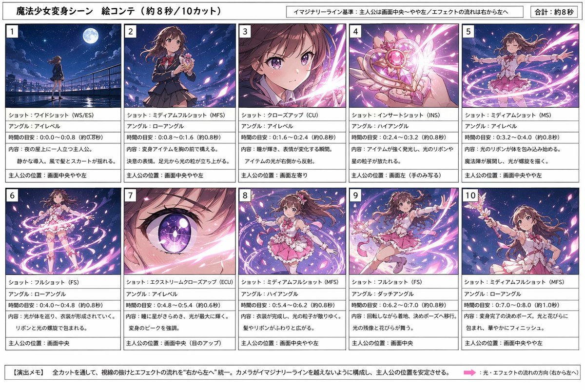 产品视觉 GPT Image 2 提示词：Magical Girl Transformation Storyboard