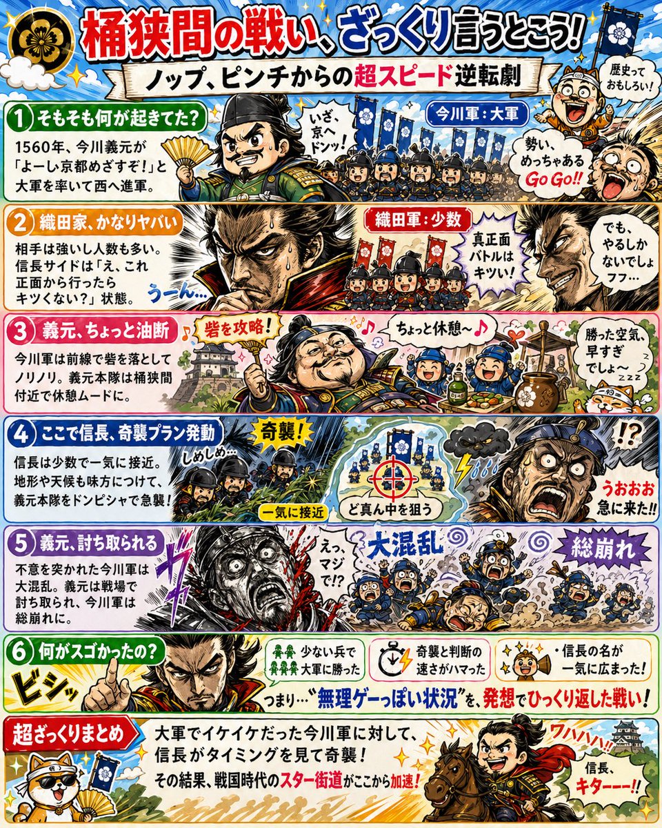 产品视觉 GPT Image 2 提示词：Manga History Poster About Okehazama