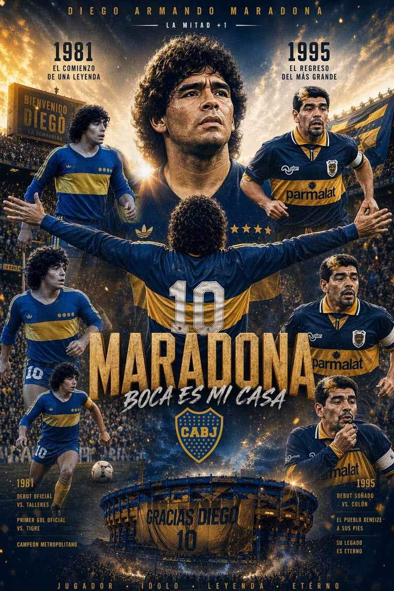 产品视觉 GPT Image 2 提示词：Maradona Boca Juniors Infographic Poster