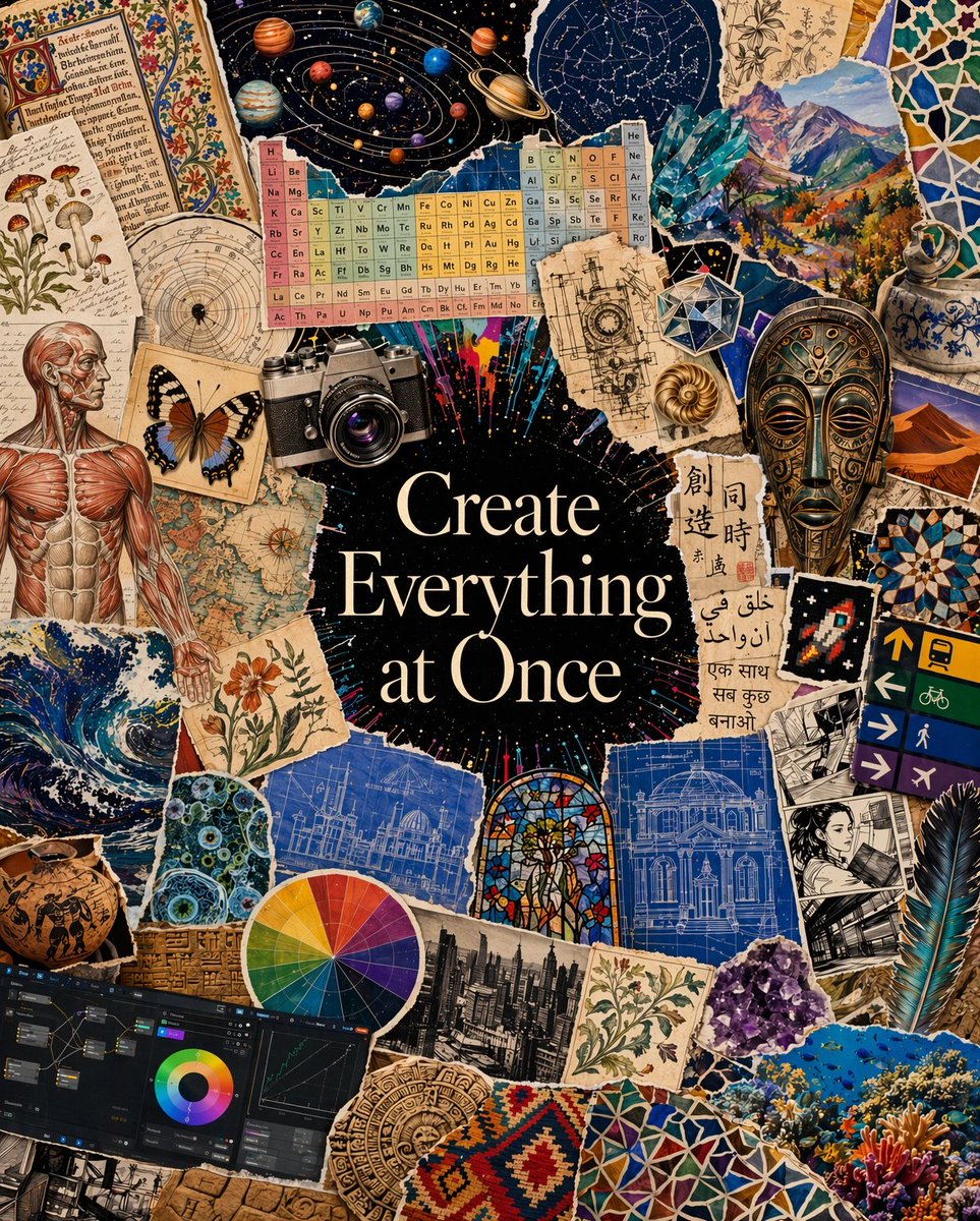 产品视觉 GPT Image 2 提示词：Maximalist Create Everything Poster