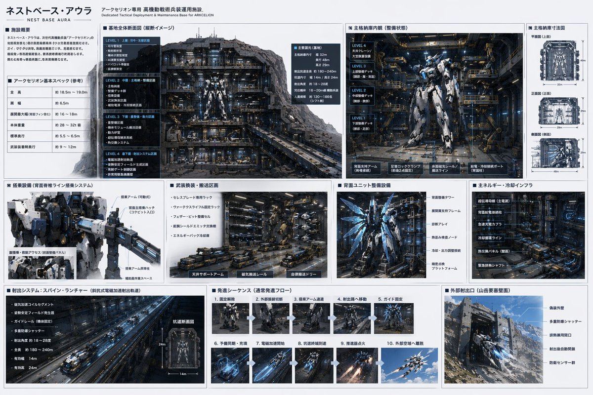 信息图 GPT Image 2 提示词：Mecha Base Technical Spec Sheet