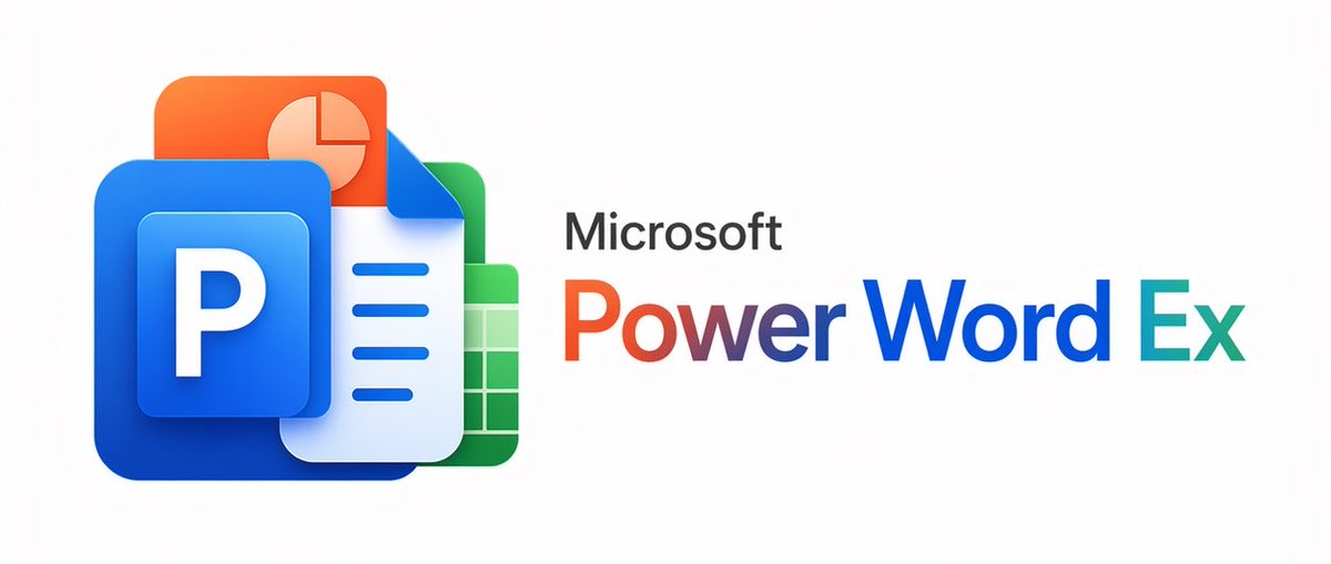 产品视觉 GPT Image 2 提示词：Microsoft PowerWordEx Logo Mockup