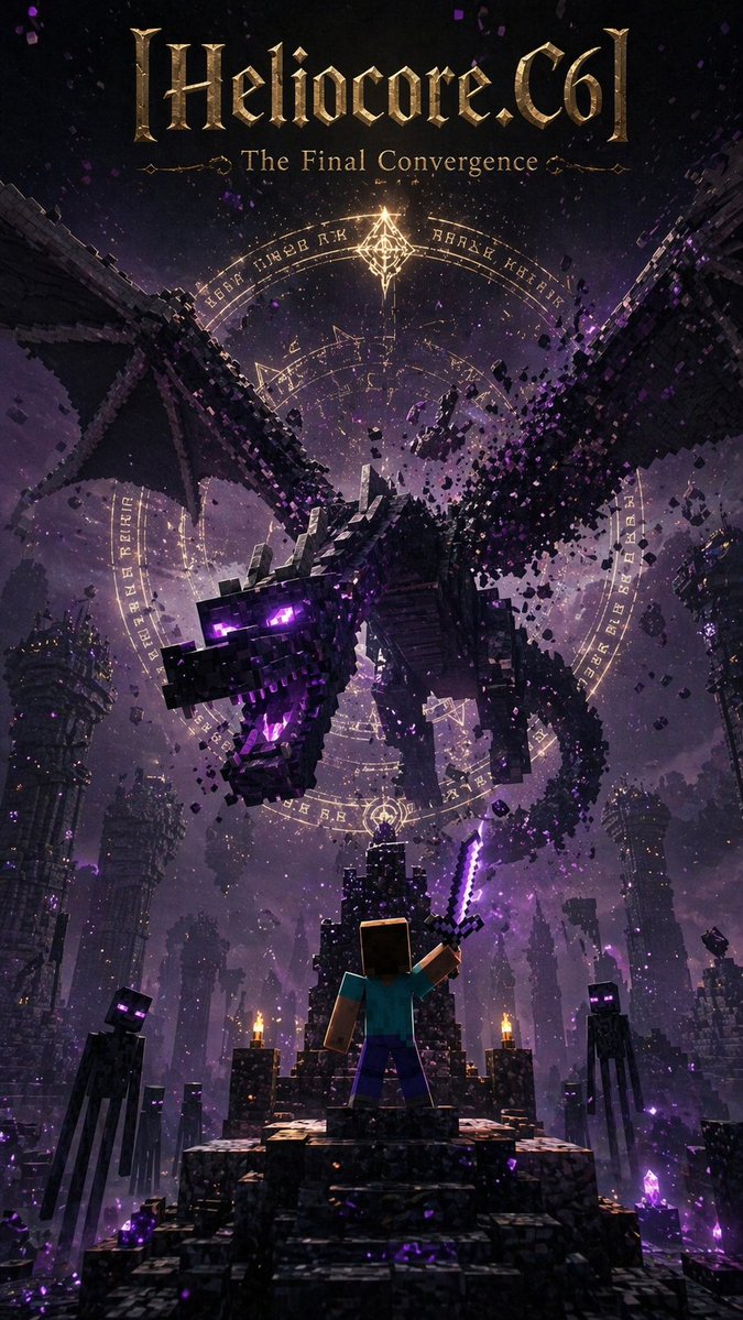 产品视觉 GPT Image 2 提示词：Minecraft Ender Dragon Fantasy Poster