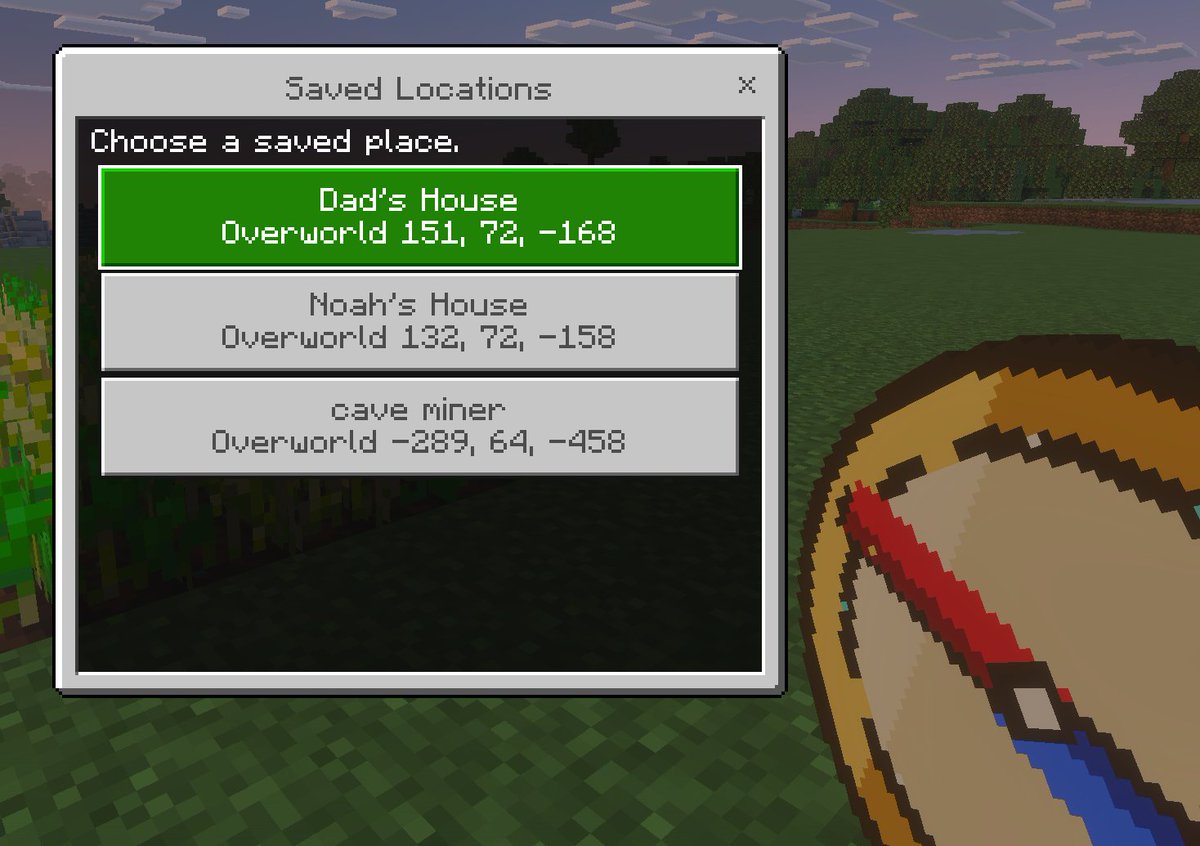 界面稿 GPT Image 2 提示词：Minecraft Saved Locations UI Mockup