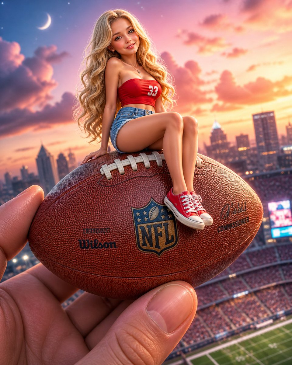 角色设定 GPT Image 2 提示词：Miniature Girl on Giant Football