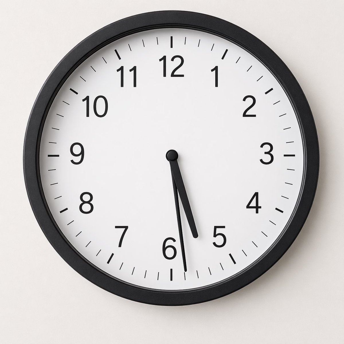 产品视觉 GPT Image 2 提示词：Minimal Analog Wall Clock at 05:29