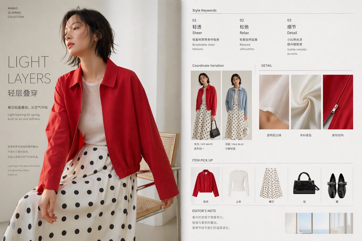 产品视觉 GPT Image 2 提示词：Minimal Spring Fashion Editorial Board