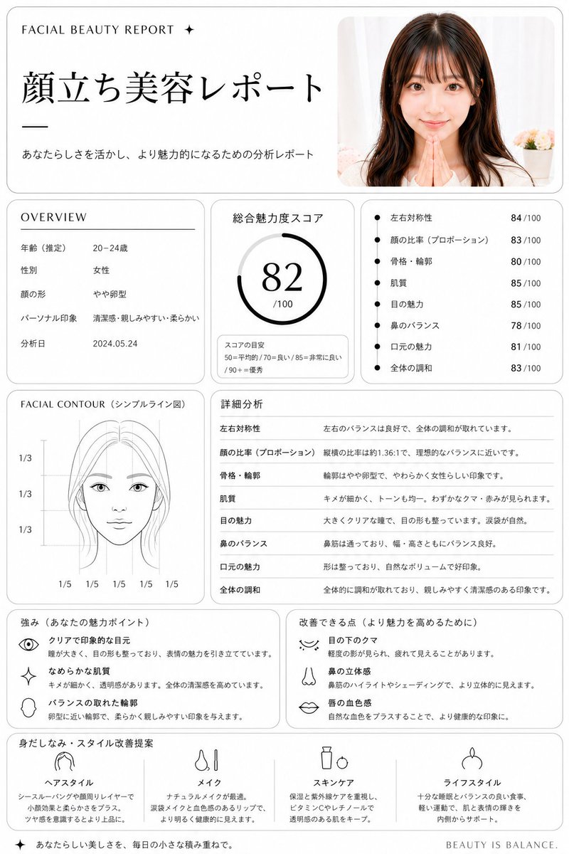 创意灵感 GPT Image 2 提示词：Minimalist facial beauty report