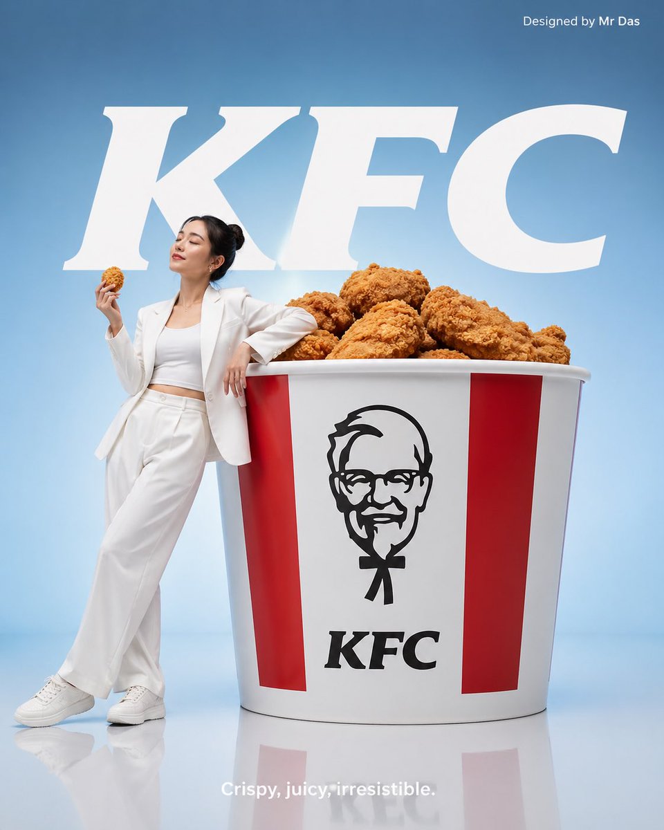 产品视觉 GPT Image 2 提示词：Minimalist KFC Commercial Advertisement