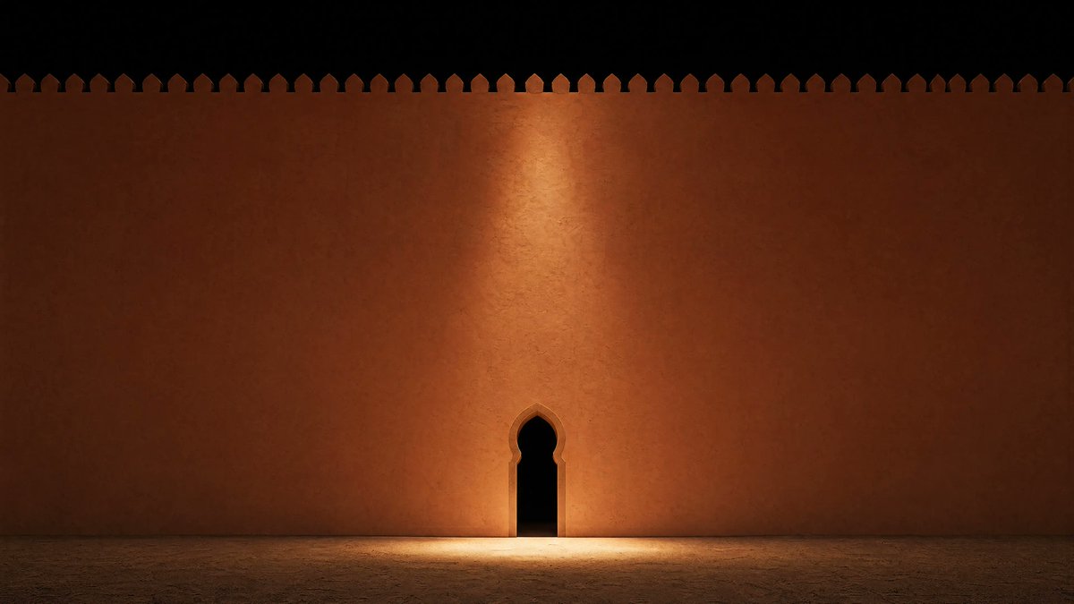 故事绘本 GPT Image 2 提示词：Minimalist Moorish Wall at Night