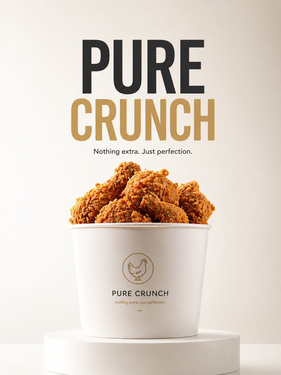 产品视觉 GPT Image 2 提示词：Minimalist Product Ad: PURE CRUNCH