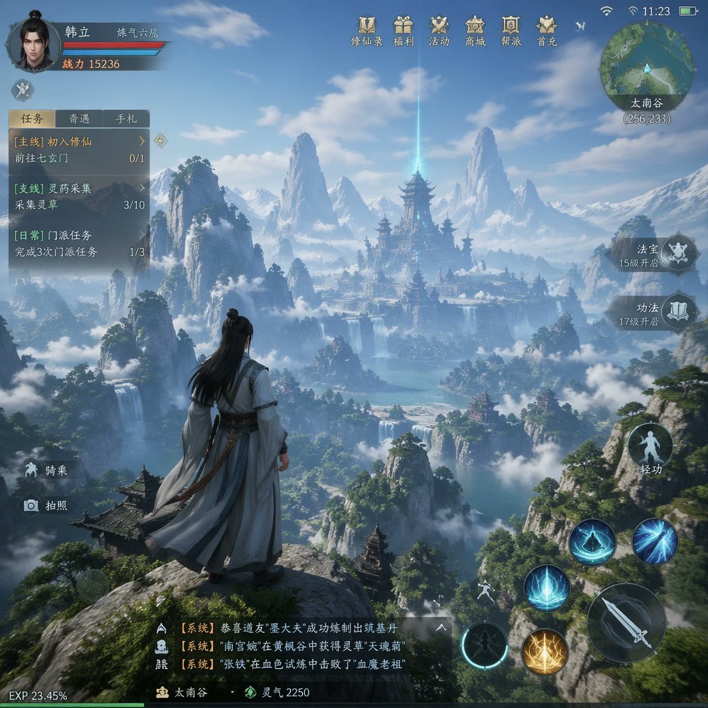 创意灵感 GPT Image 2 提示词：MMO Game World Screenshot