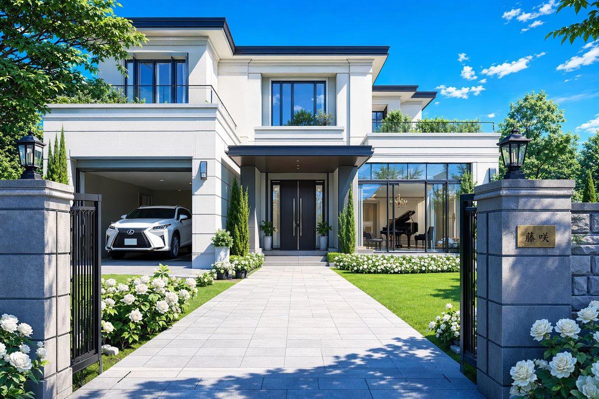 创意灵感 GPT Image 2 提示词：Modern Luxury Mansion Exterior