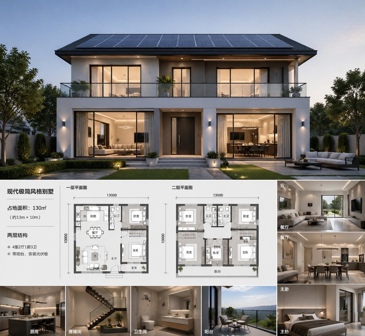 产品视觉 GPT Image 2 提示词：Modern Villa Architecture Presentation Board