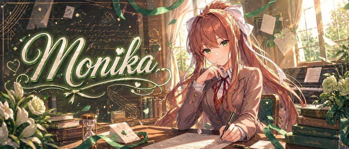 产品视觉 GPT Image 2 提示词：Monika Anime Banner Illustration